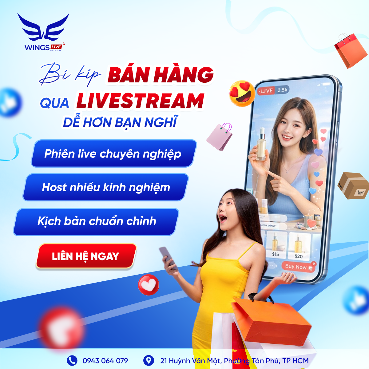 Bán hàng qua Livestream dễ dàng hơn cùng Wings Agency
